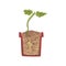 Green plant growing in a pot with ground soil, stage of growth, pot in a cross section vector Illustration