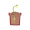 Green plant growing from seed of a bean in a pot with ground soil, stage of growth, pot in a cross section vector