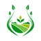 Green plantation farm estate farm flat logo icon