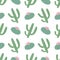 green plants cactus peyote seamless pattern on a white background vector