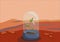 Green plants on red planet, Mars surface close up, vector illustration