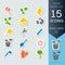 Green plants and sprout growing infographic icons set, Vector Illustrations stickers and paper cut style