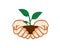 Green Plants Sustainability Illustration and Environmental Issue Symbol with Hands Holding a Tiny Plants