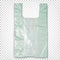 Green plastic disposable transparent shopping bag.