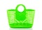 A green plastic shopping basket