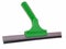 A green plastic squeegee window cleaning utensil