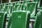 Green plastic stadium chairs for fans