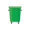 Green plastic trash can or bucket and recycle bin, waste container on wheels.