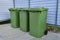 Green plastic trash recycling container.Green containers for collecting garbage on the dustbin