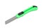 Green plastic utility knife, isolated