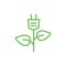 Green plug power icon. Socket and leaf sign. Alternative green nature energy.