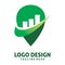 Green point pin location business chart logo design