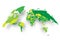 Green political map of World bulging in a shape of globe. 3D vector illustration map with dropped shadow