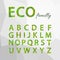 Green Polygonal Alphabet Set. Eco friendly style.