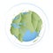 Green polygonal earth, vector icon of planet earth
