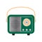 Green portable retro radio receiver in vintage style. Vector illustration