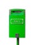 Green postbox isolated on the white background