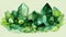 Green prehnite crystal cluster digital Ã¢inting on a light background