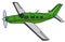 Green propeller airplane