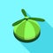 Green propeller hat icon, flat style