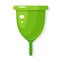Green protective menstrual cup flat icon. Feminine personal hygiene silicone product for menses.