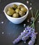 Green Provencal olives with herbs de Provence
