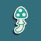 Green Psilocybin mushroom icon isolated on green background. Psychedelic hallucination. Long shadow style. Vector