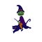Green pumpkins witch riding a scary cat