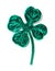 Green punched shamrock isolated over white