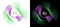 The green and purple blades are beautifully curved and rotated. A set of identical abstract fractal graphic design elements