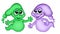 Green and purple ghosts