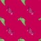 Green and purple parrot funny silhouettes semaless doodle pattern. Bright pink background. Zoo animal bird print