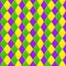 Green, purple, yellow grid Mardi gras seamless