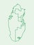 Green Qatar map with lines of municipalities or divisions on light background vector illustration