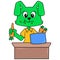 Green rabbit enjoying carrot vegetables sayuran, doodle icon image kawaii