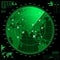 Green radar screen with planes and world map