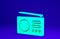 Green Radio with antenna icon isolated on blue background. Minimalism concept. 3d illustration 3D render