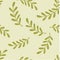 Green random leaf branches shapes seamless doodle pattern. Grey background. Doodle ornament