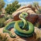 The Green Rat Snake in its natural desert habitat.