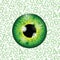 Green realistic eyeball on a number background