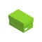 Green rectangle cardboard box with lid shopping goods shoes clothes package 3d icon isometric vector