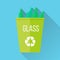 Green Recycle Garbage Bin with Glass