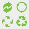 Green recycle icon set