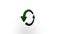 Green recycle symbol icon flipping, rotation. Elegant 3d realistic light render. Seamless loop animation video