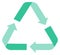 Green recycling symbol. Three rotating arrow triangle