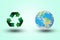 Green recycling symbol world contender on a pastel background. color.Environment .concept.Ecology concept.The harmonious.Elements