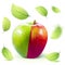 Green red Apple and leafe isolated with clipping path