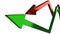 Green and red arrows representing fluctuating gains and losses in the economy or business finances