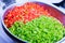 Green and Red Bell Peppers Cleaned and Washed as Cooking Ingredient