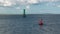 Green and red buoy tower lighthouse